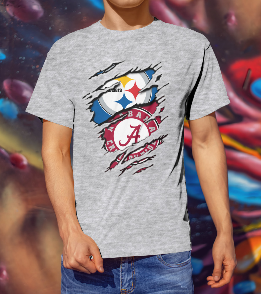 Alabama Crimson Tide Steelers Logo Crossover T-Shirt