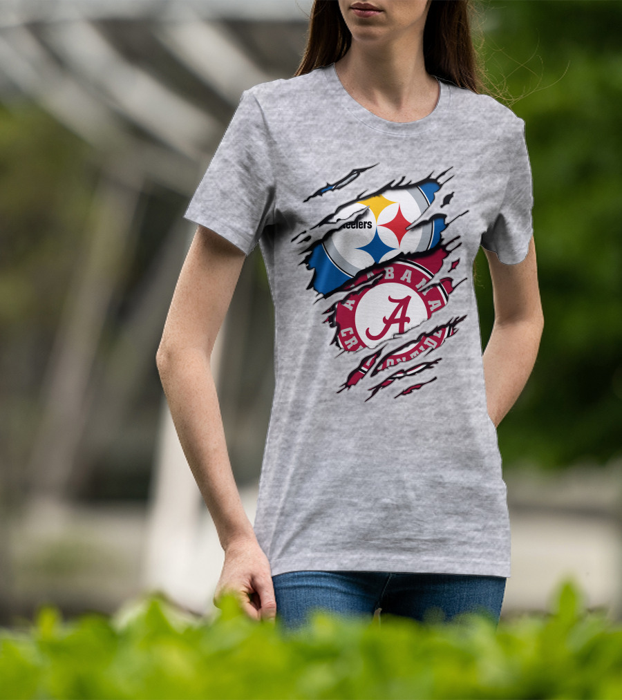 Alabama Crimson Tide Steelers Logo Crossover T-Shirt