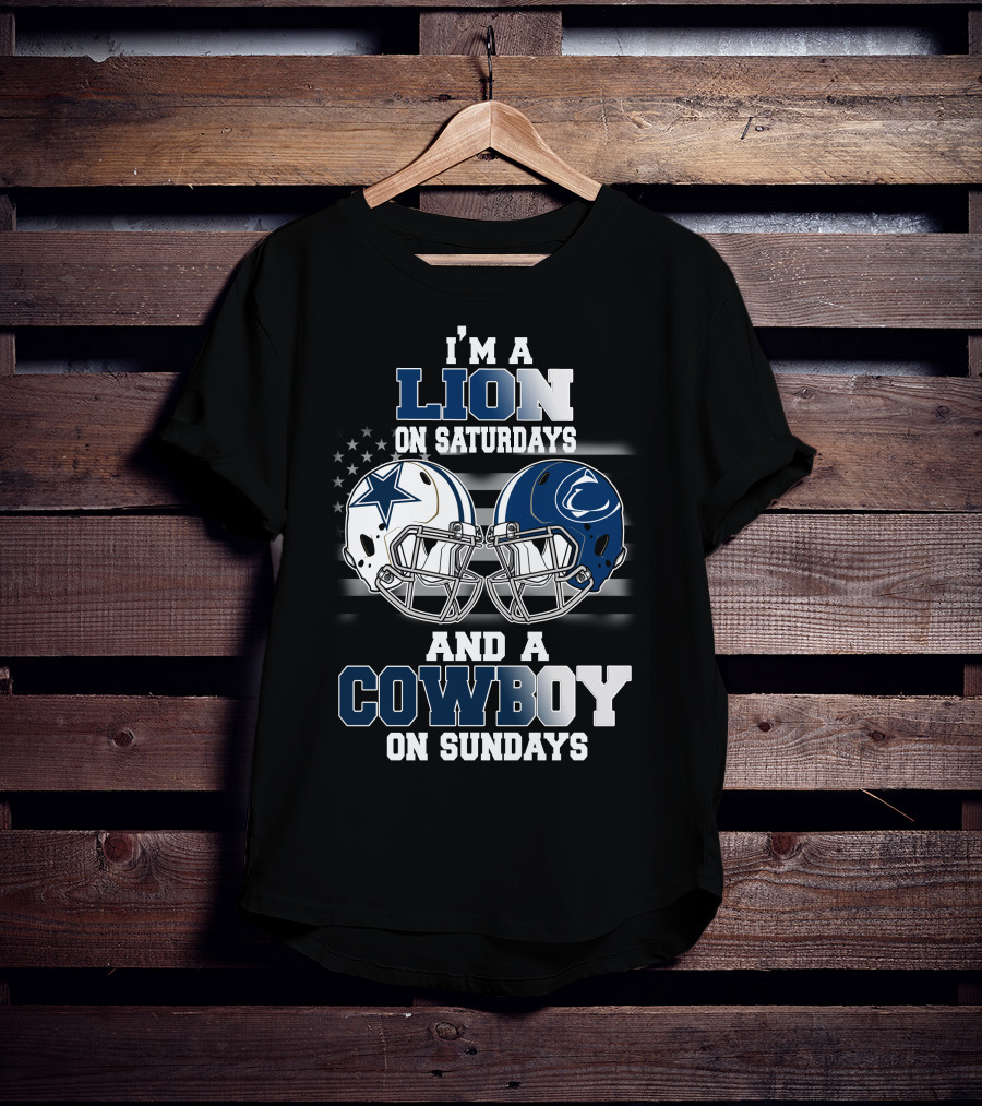 I'm A Lion On Saturdays And A Cowboy On Sundays Football Helmets T-Shirt