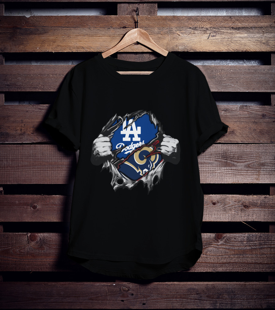 Rams La Dodgers Hidden Logo Fusion T-Shirt