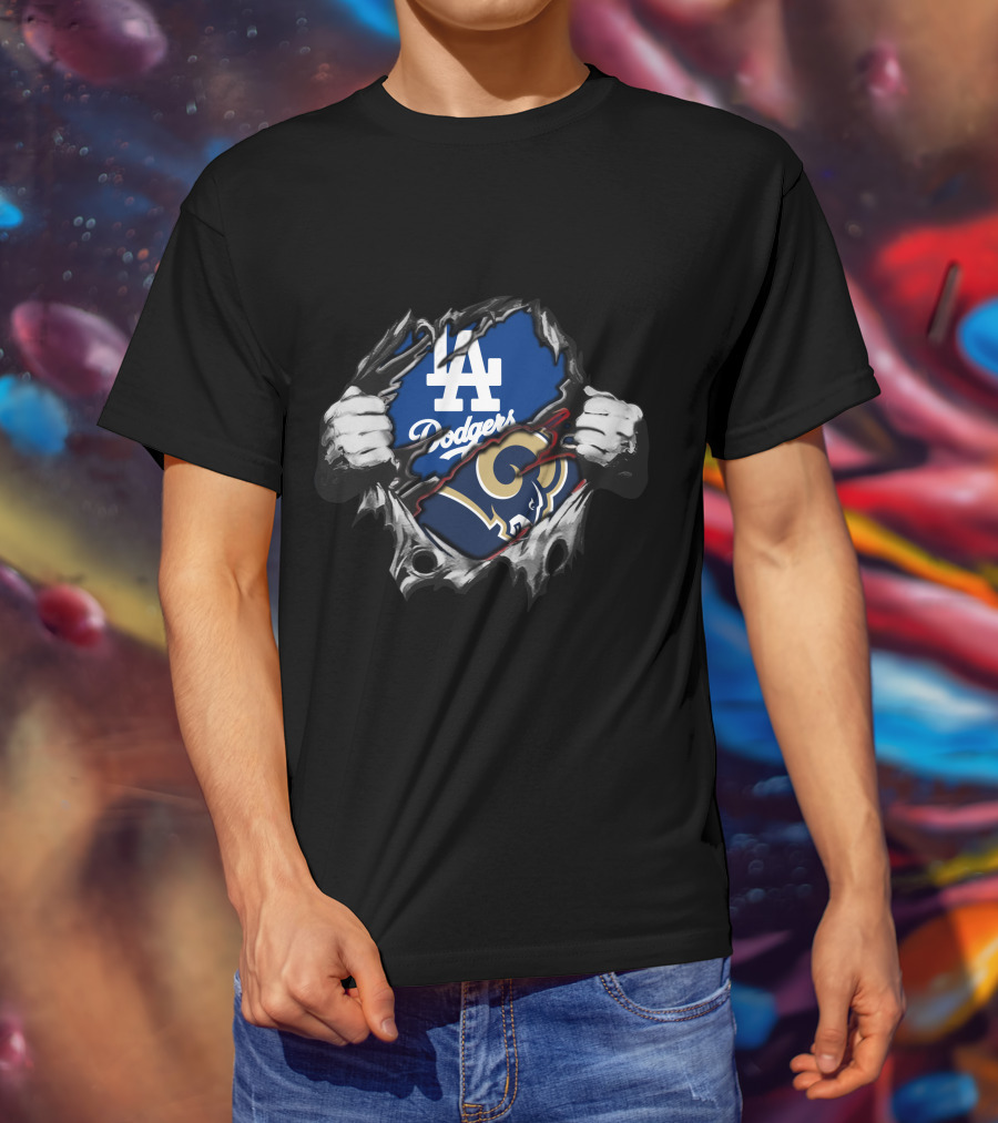 Rams La Dodgers Hidden Logo Fusion T-Shirt
