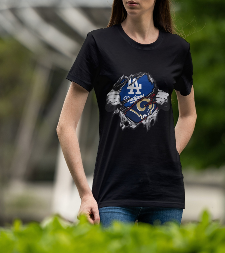 Rams La Dodgers Hidden Logo Fusion T-Shirt