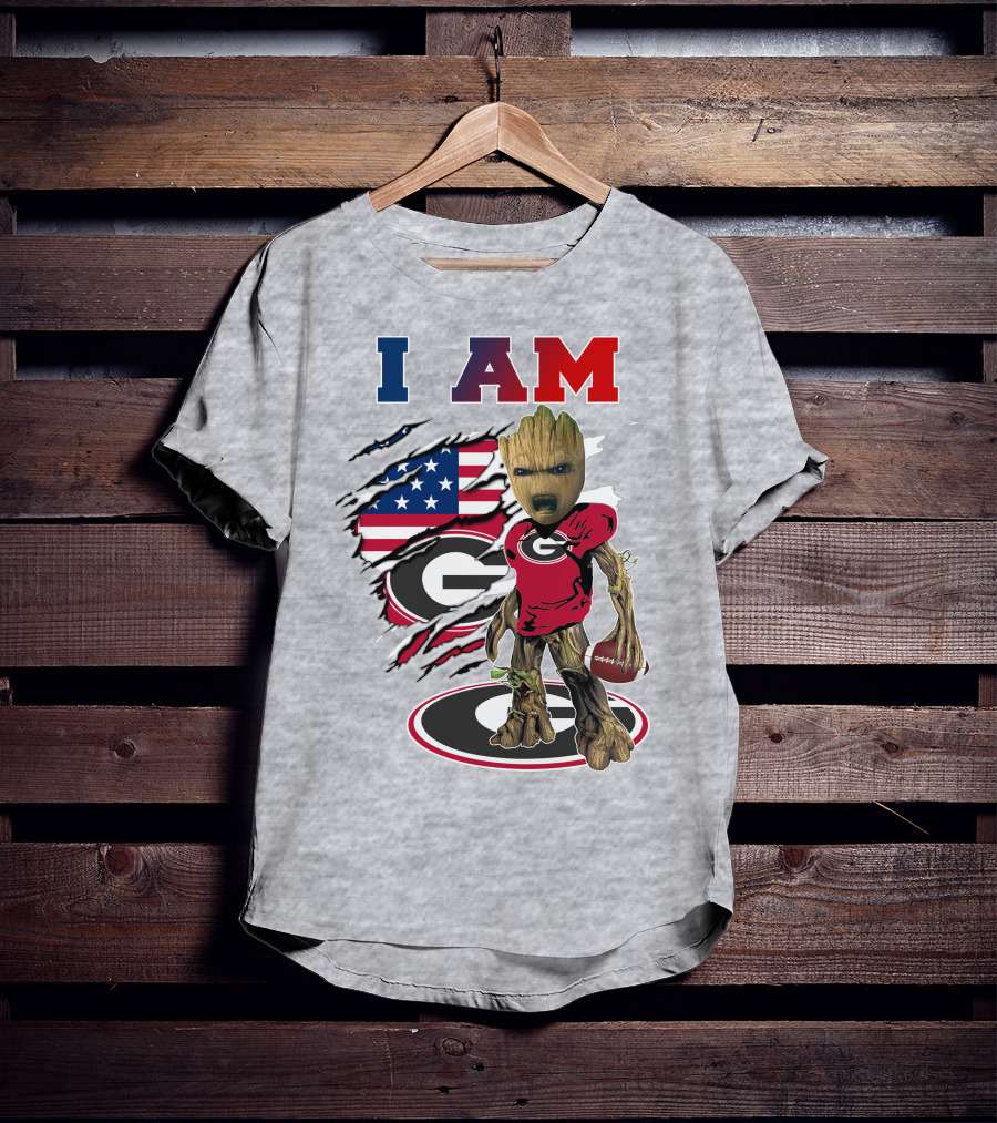 I Am Bulldogs Georgia Groot American Flag Football T-Shirt