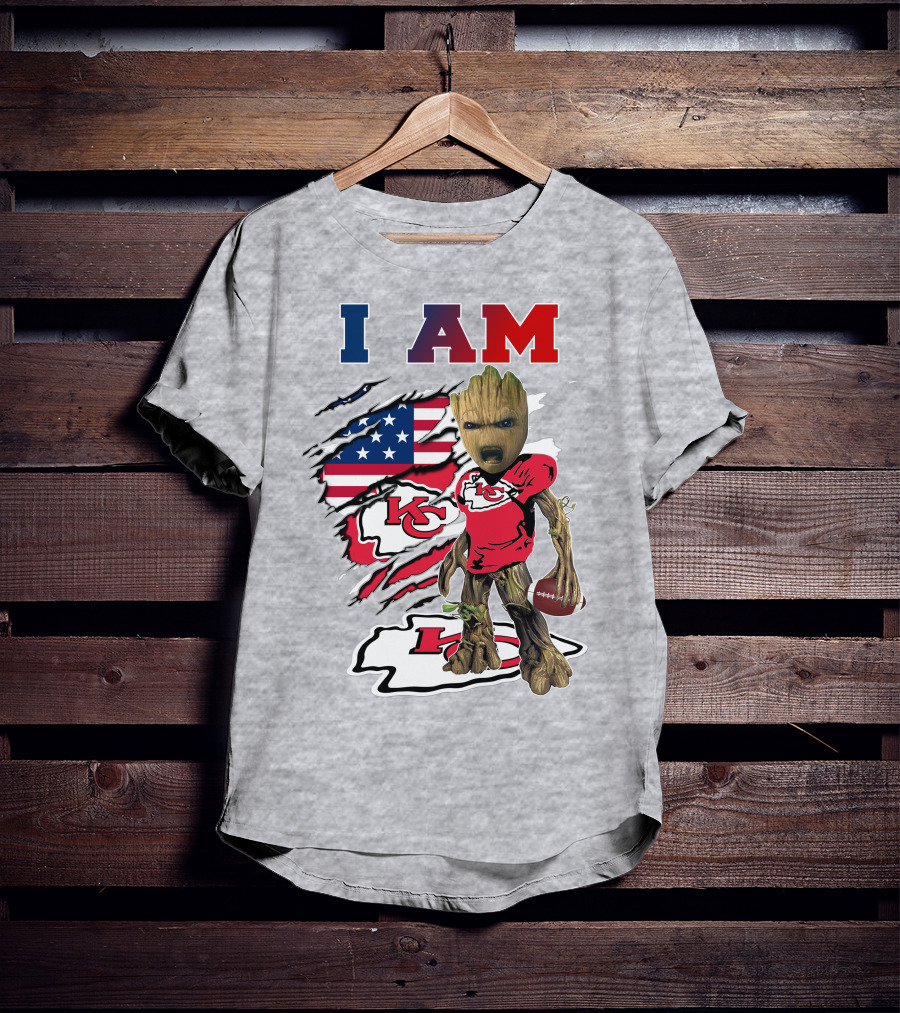 I Am Kc Chiefs Groot Football Usa Flag T-Shirt