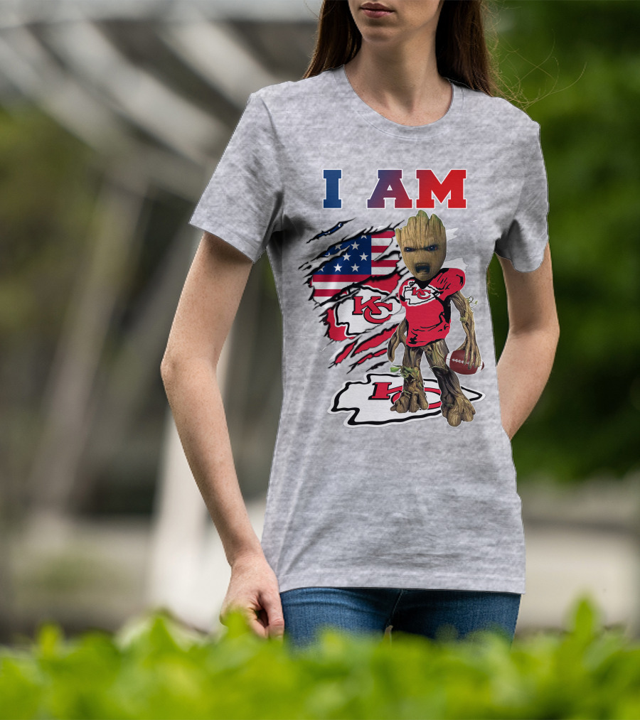 I Am Kc Chiefs Groot Football Usa Flag T-Shirt