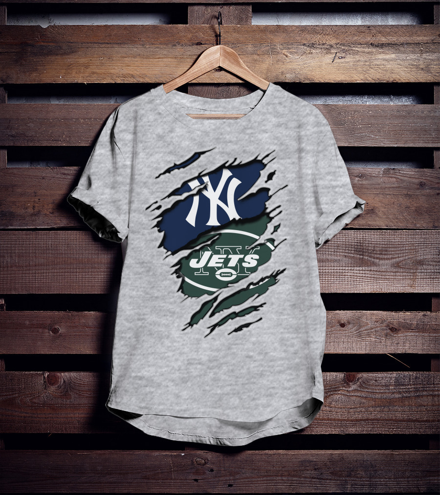 Yankees Jets Logo Mashup Sports T-Shirt