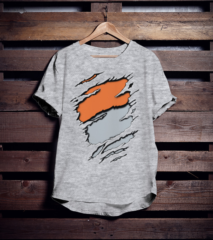 Raiders Giants 13 Orange Gray Ripped Texture T-Shirt