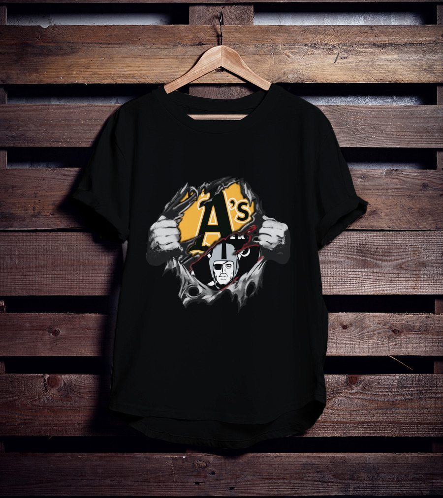 Raiders A's Fusion Logo With Torn Effect T-Shirt