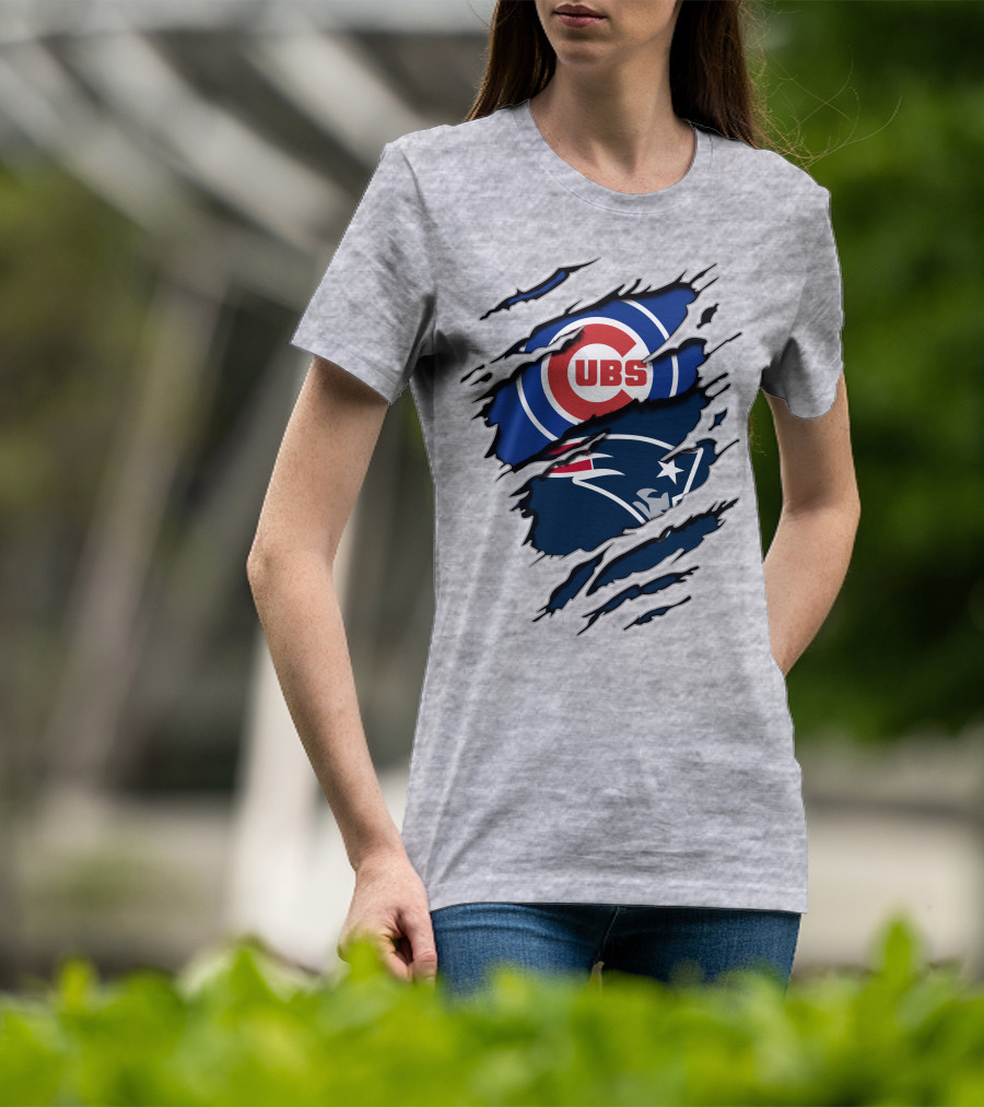 Cubs Patriots Logo Mashup Fan T-Shirt