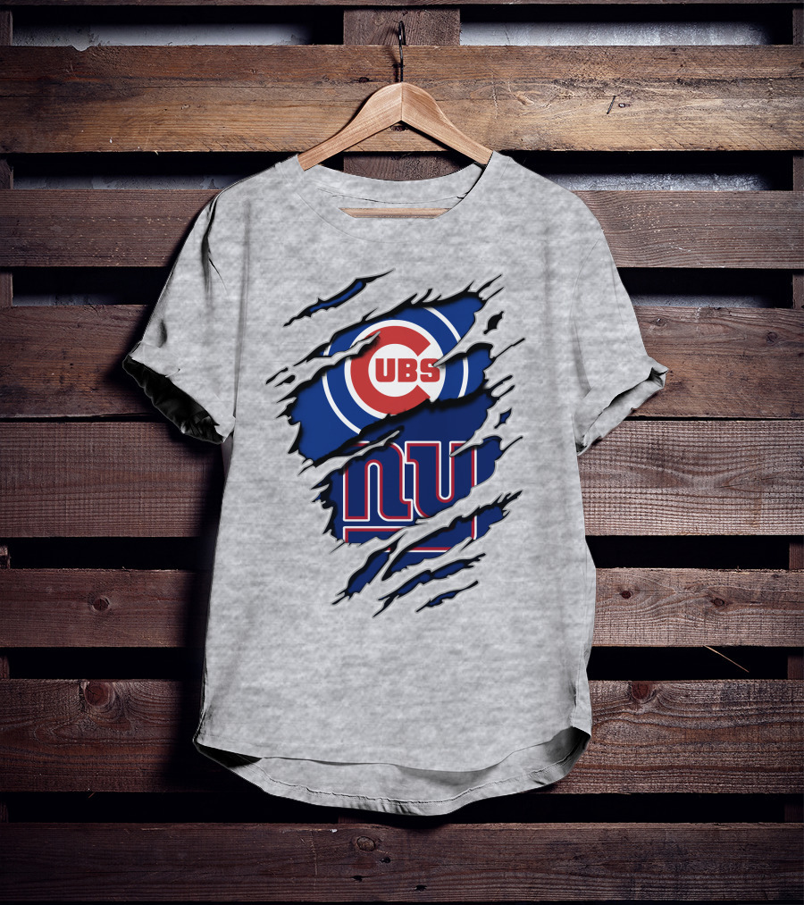 Cubs Giants Logo Fusion Ripped T-Shirt