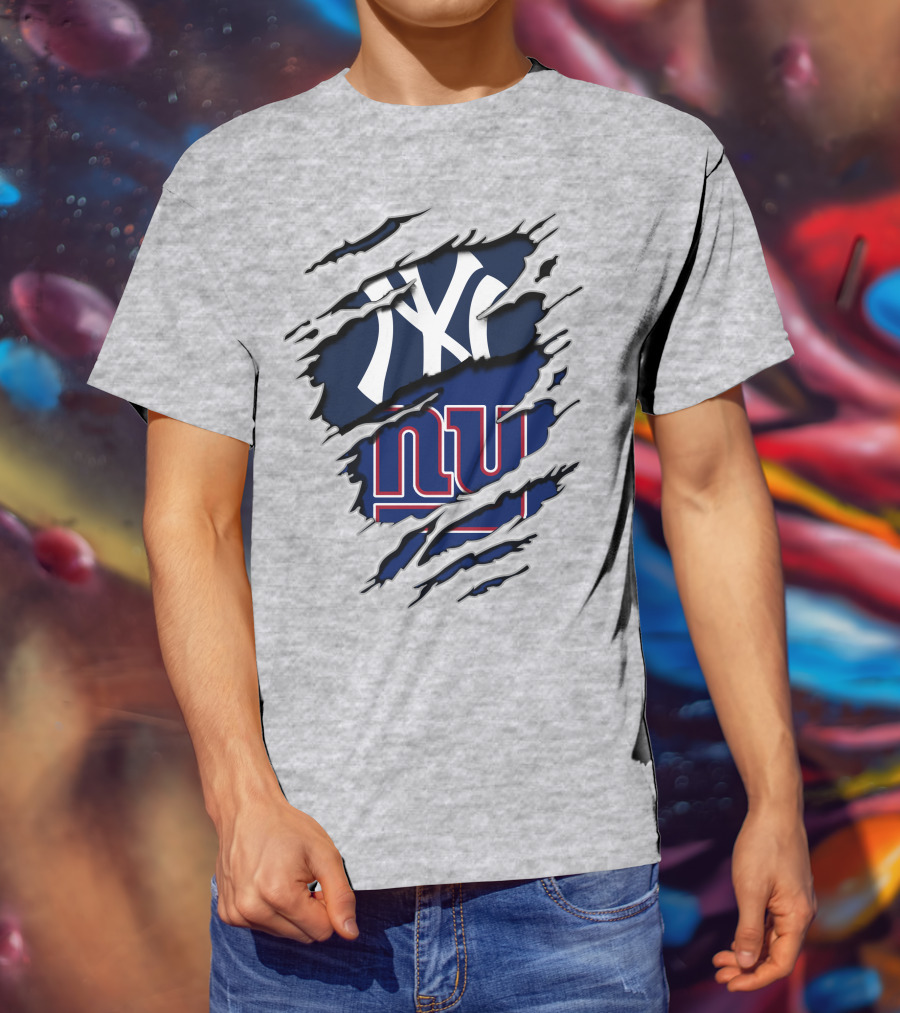 New York Yankees Ny Giants Ripped T-Shirt