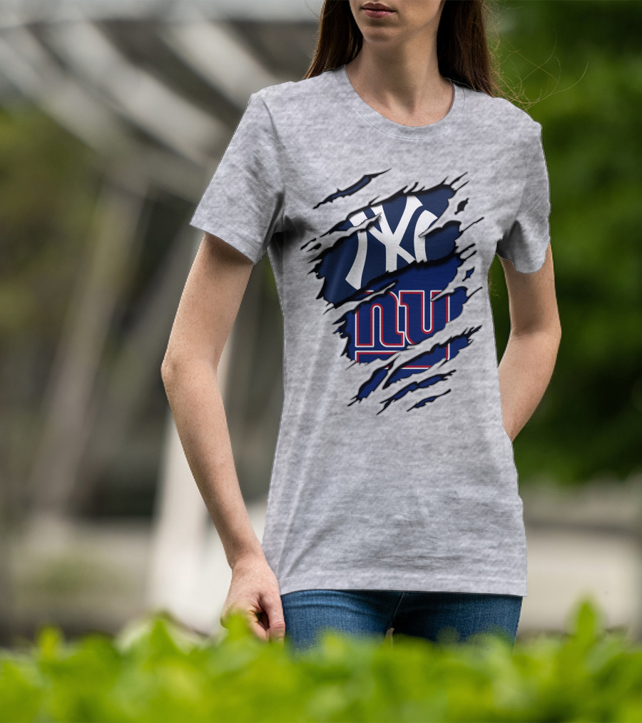 New York Yankees Ny Giants Ripped T-Shirt