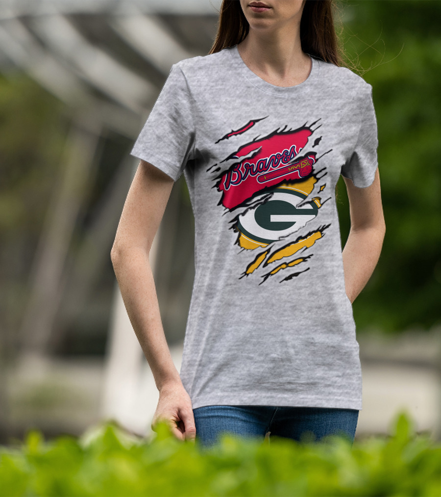 Braves Packers Torn Logo Mashup T-Shirt