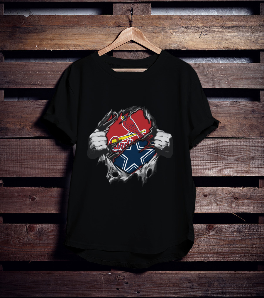 Cowboys Cardinals Bird Star Dual Logo Fusion T-Shirt