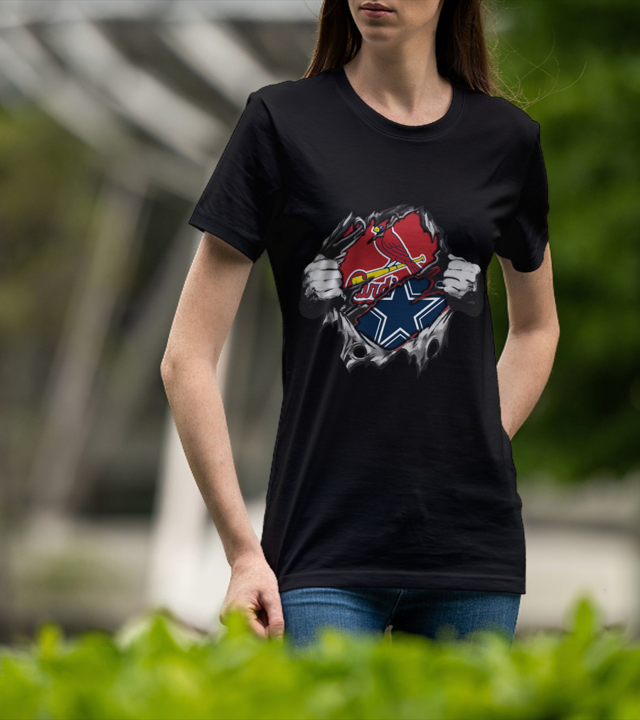 Cowboys Cardinals Bird Star Dual Logo Fusion T-Shirt