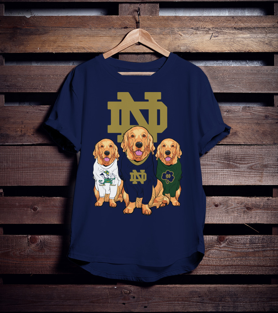 Notre Dame Golden Retrievers Nd Logo Irish Clover T-Shirt