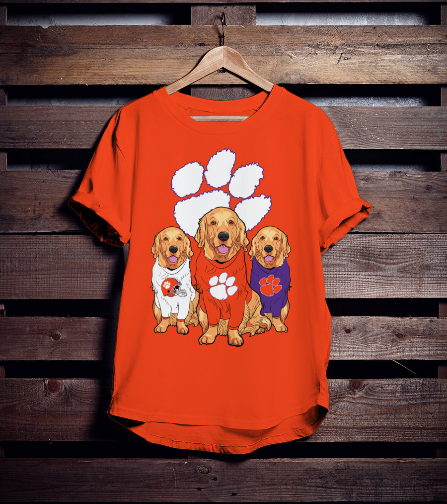 Clemson Tigers Golden Retrievers Trio T-Shirt