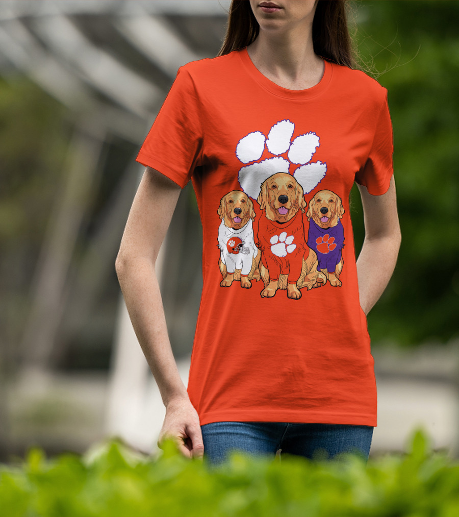 Clemson Tigers Golden Retrievers Trio T-Shirt