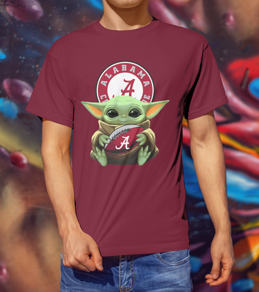 Baby Yoda Alabama Crimson Tide Football Fan T-Shirt