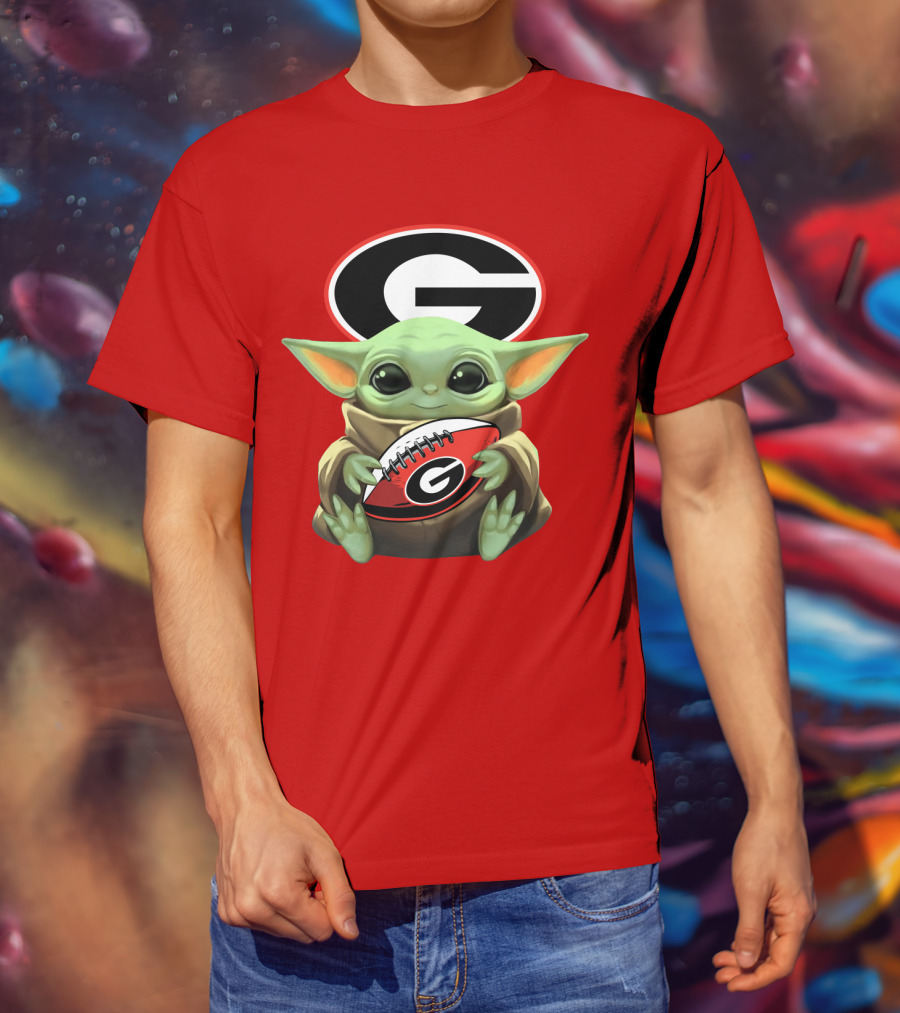Baby Yoda Georgia Bulldogs Football Fan T-Shirt