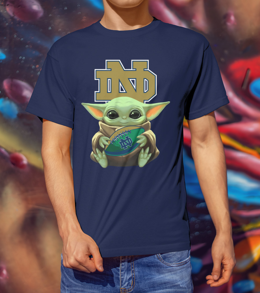 Baby Yoda Notre Dame Football Fan T-Shirt