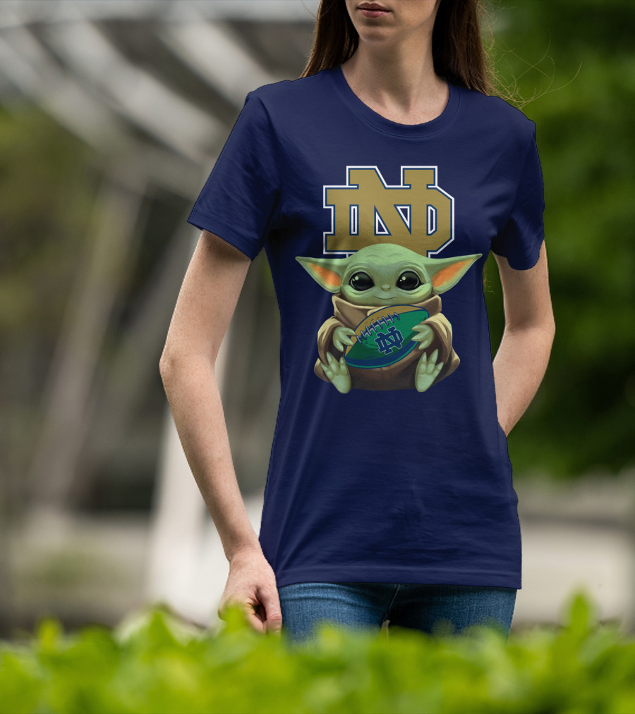 Baby Yoda Notre Dame Football Fan T-Shirt