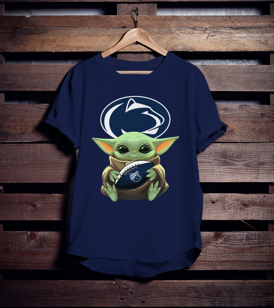Baby Yoda Nittany Lions Football Fan T-Shirt