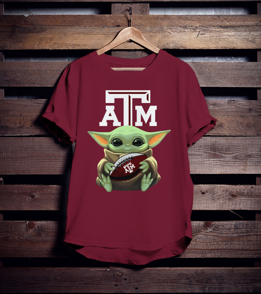 Texas A&M Aggies Baby Yoda Football T-Shirt