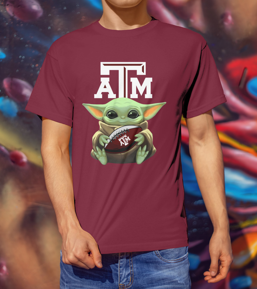 Texas A&M Aggies Baby Yoda Football T-Shirt