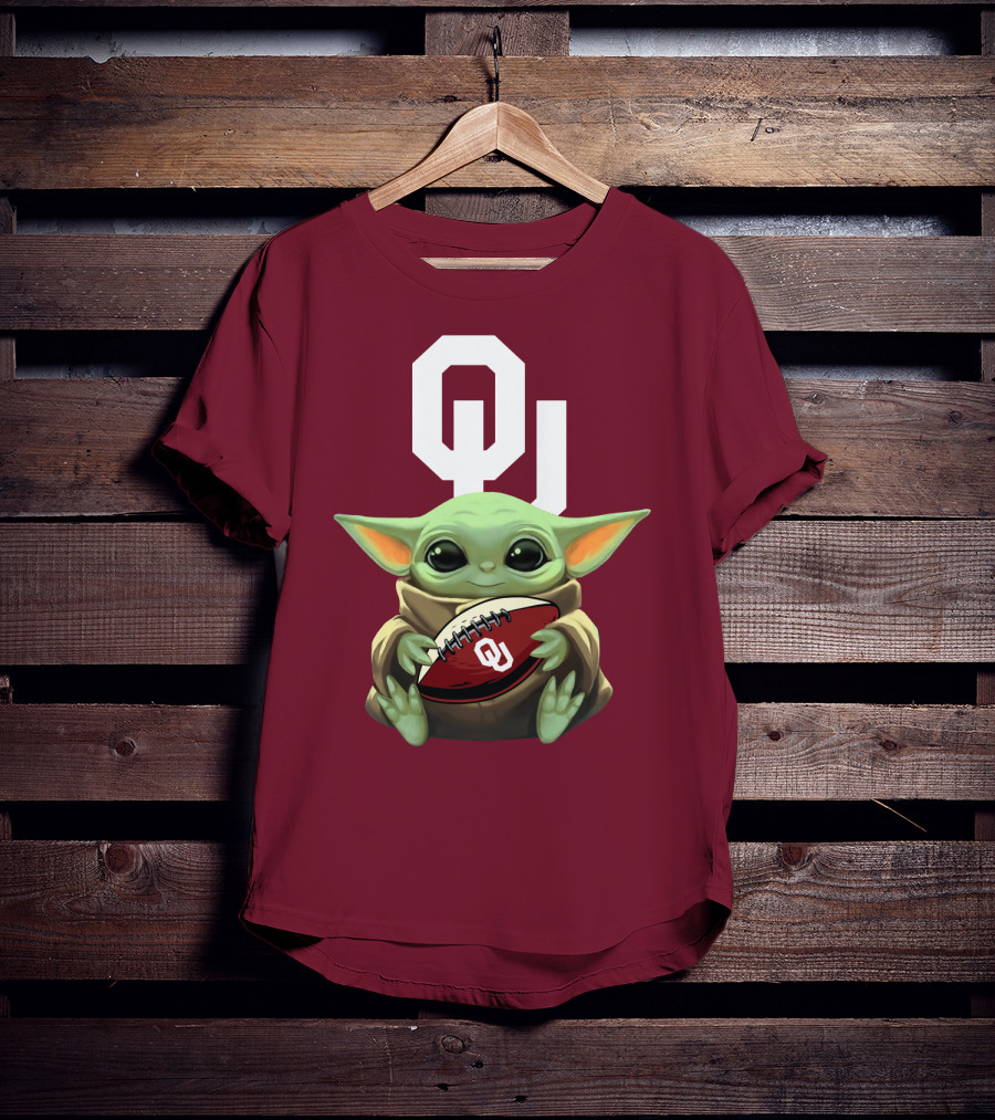 OU Sooners Baby Yoda Football T-Shirt