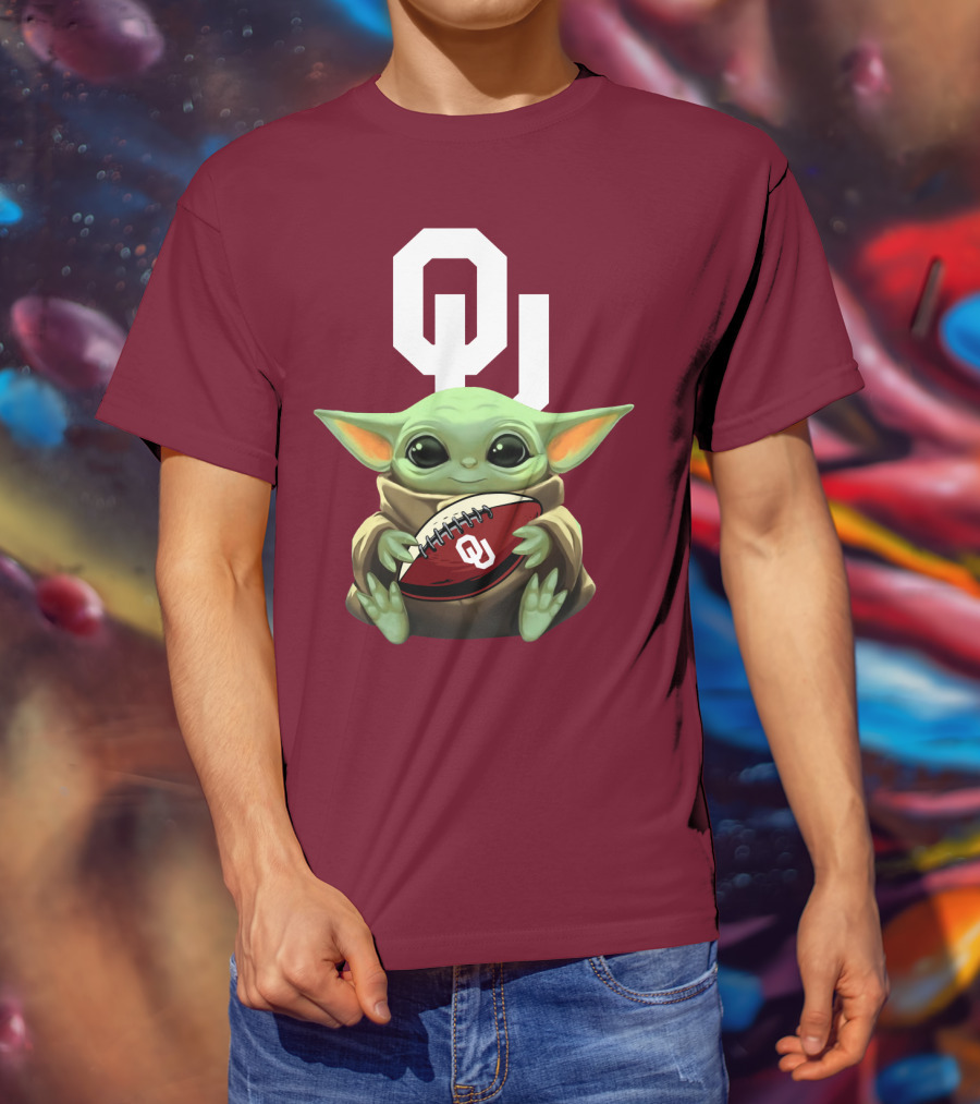 OU Sooners Baby Yoda Football T-Shirt