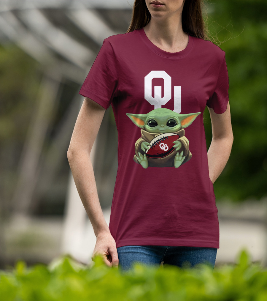 OU Sooners Baby Yoda Football T-Shirt