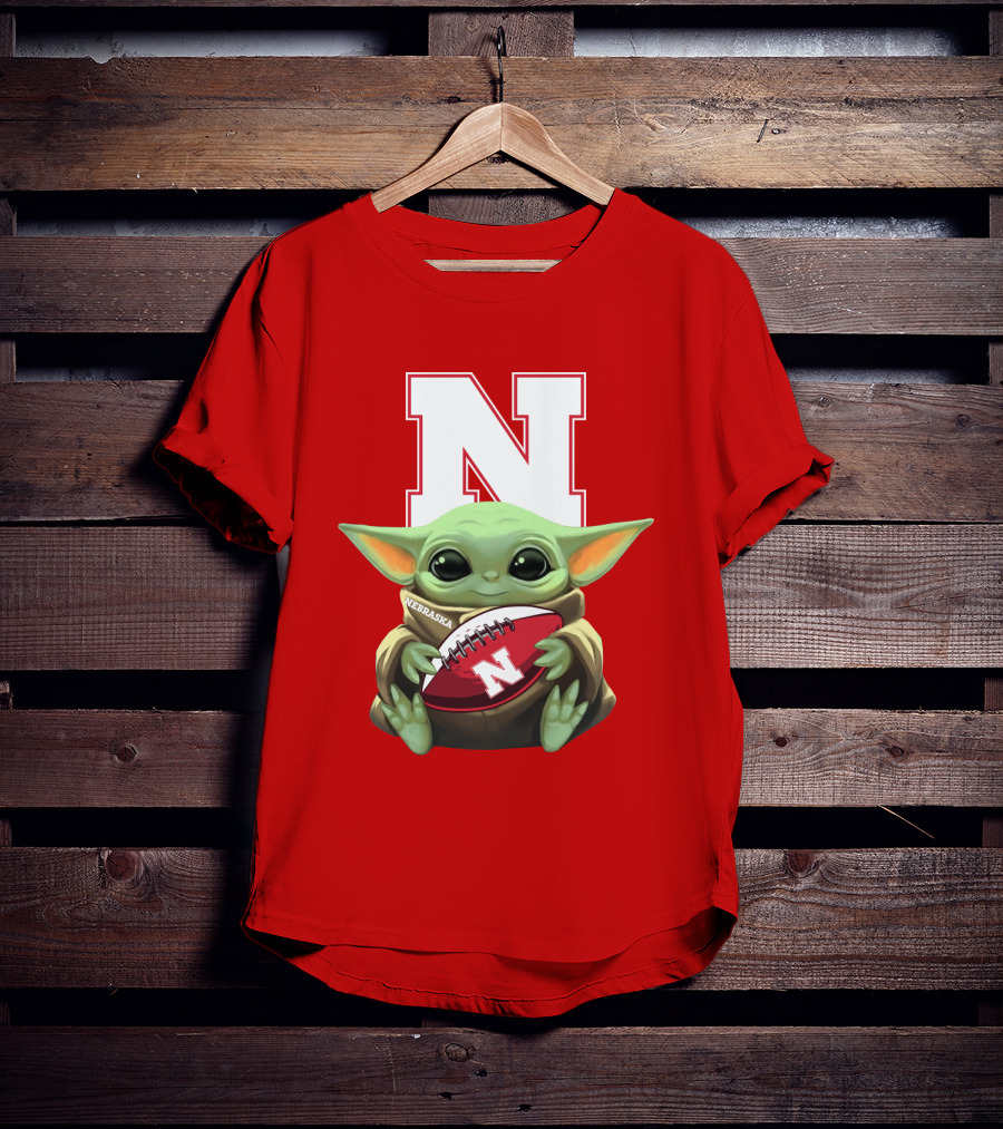 Baby Yoda Nebraska Cornhuskers Football Fan Icon With N T-Shirt