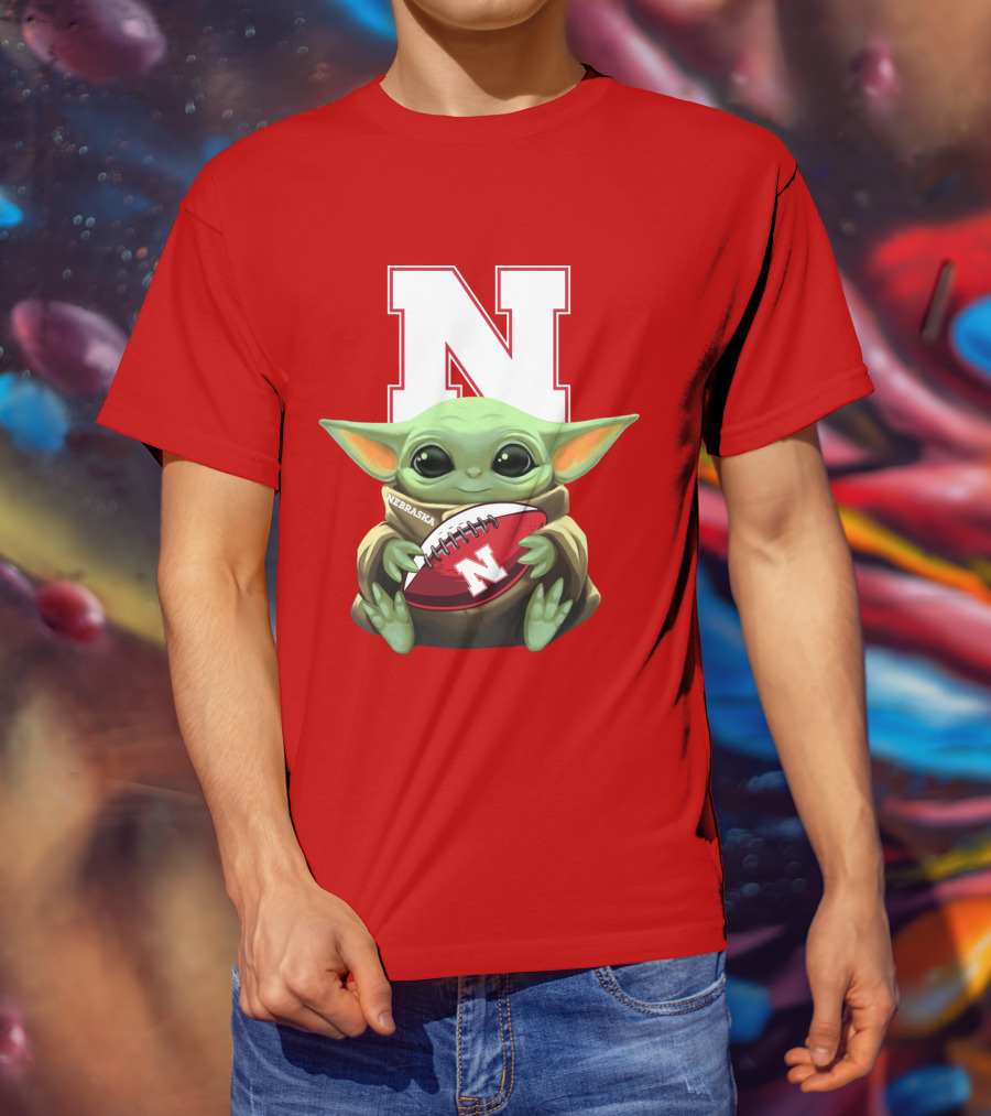 Baby Yoda Nebraska Cornhuskers Football Fan Icon With N T-Shirt