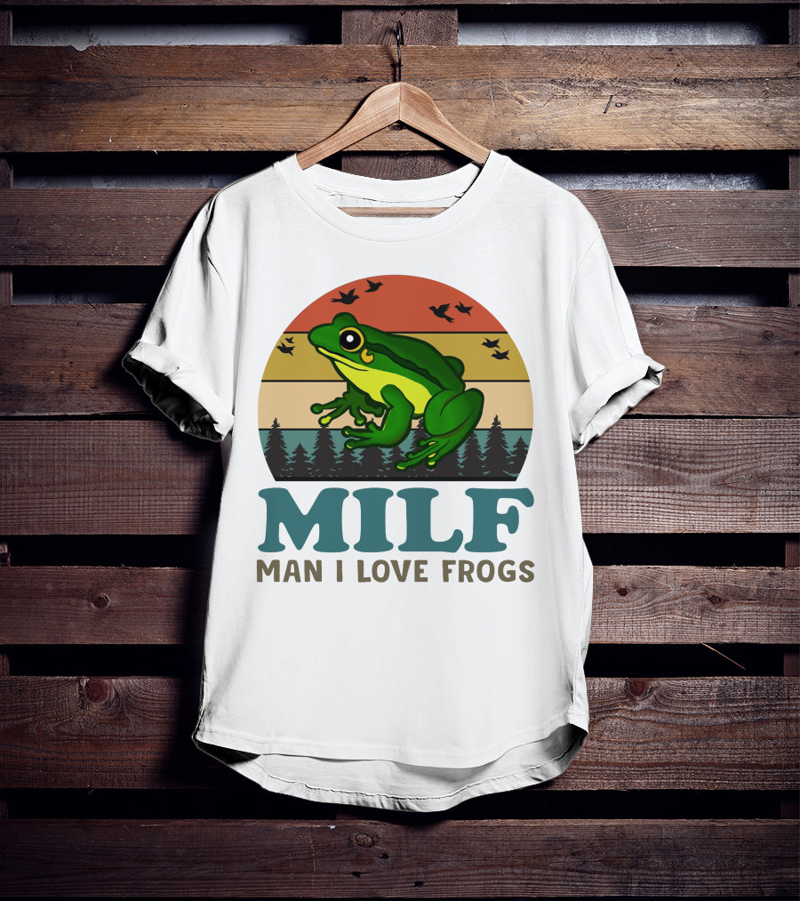 MILF Man I Love Frogs Vintage Sunset Forest Scene T-Shirt