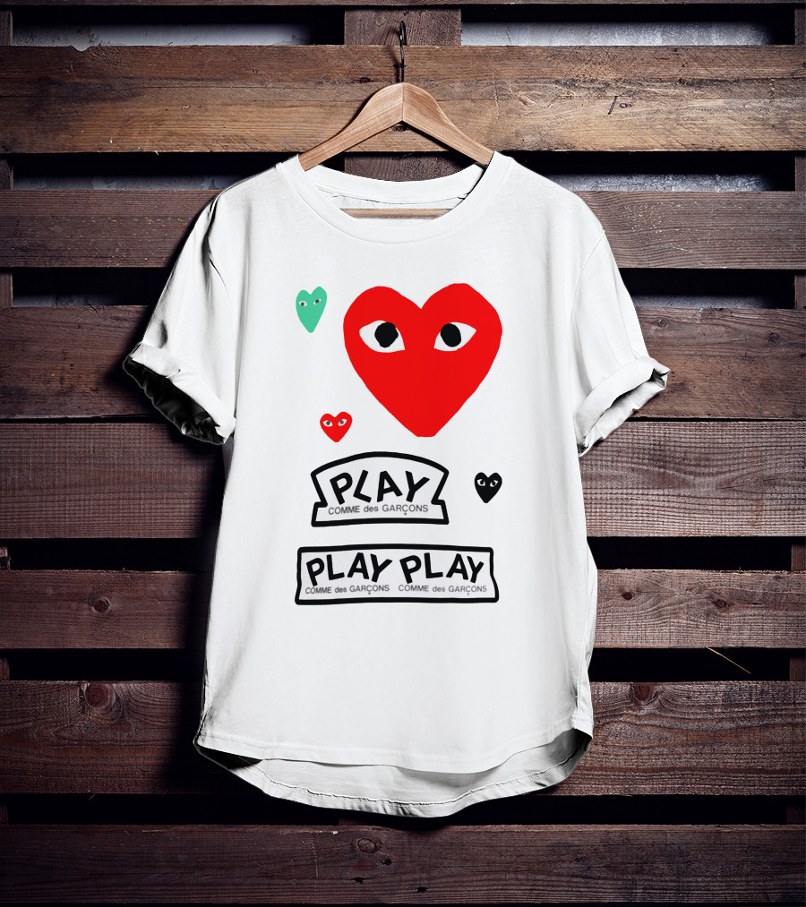 PLAY Comme Des Garçons Heart Faces T-Shirt