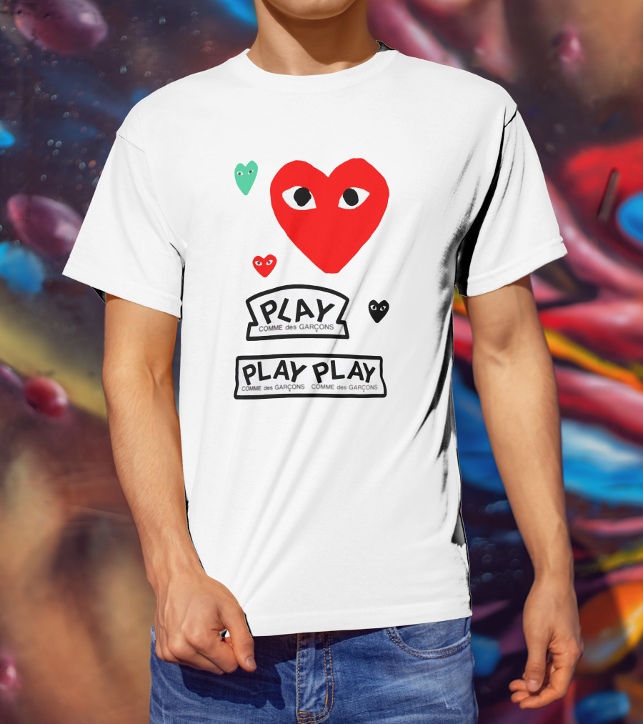 PLAY Comme Des Garçons Heart Faces T-Shirt