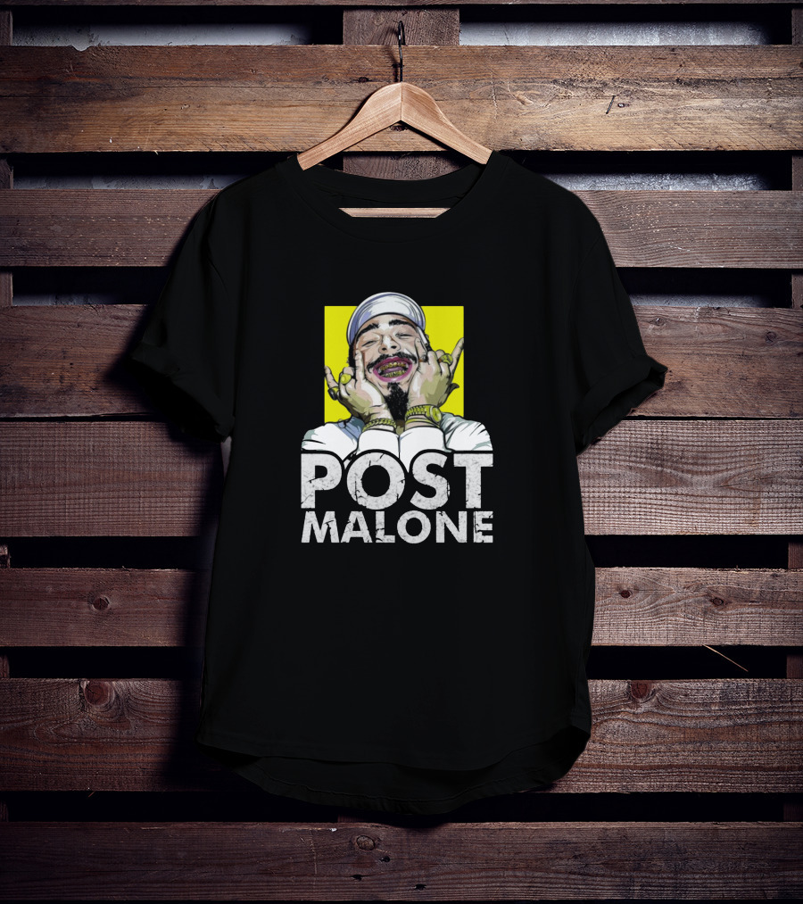 Post Malone Smiling In Yellow Background T-Shirt
