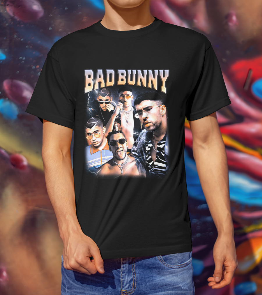 Bad Bunny Style Evolution Lightning Collage T-Shirt