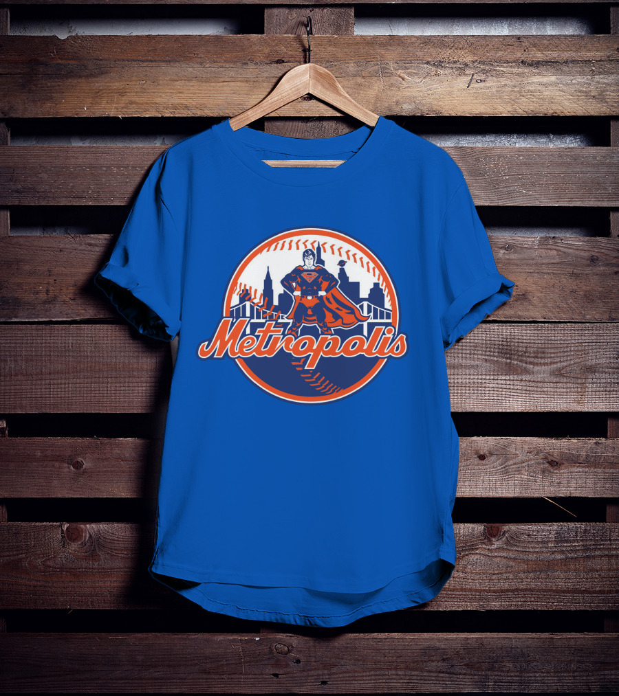 Metropolis Superman NY Baseball Skyline T-Shirt