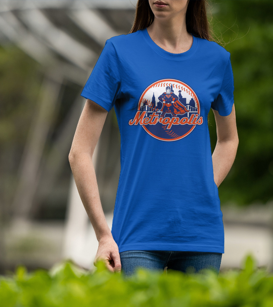 Metropolis Superman NY Baseball Skyline T-Shirt