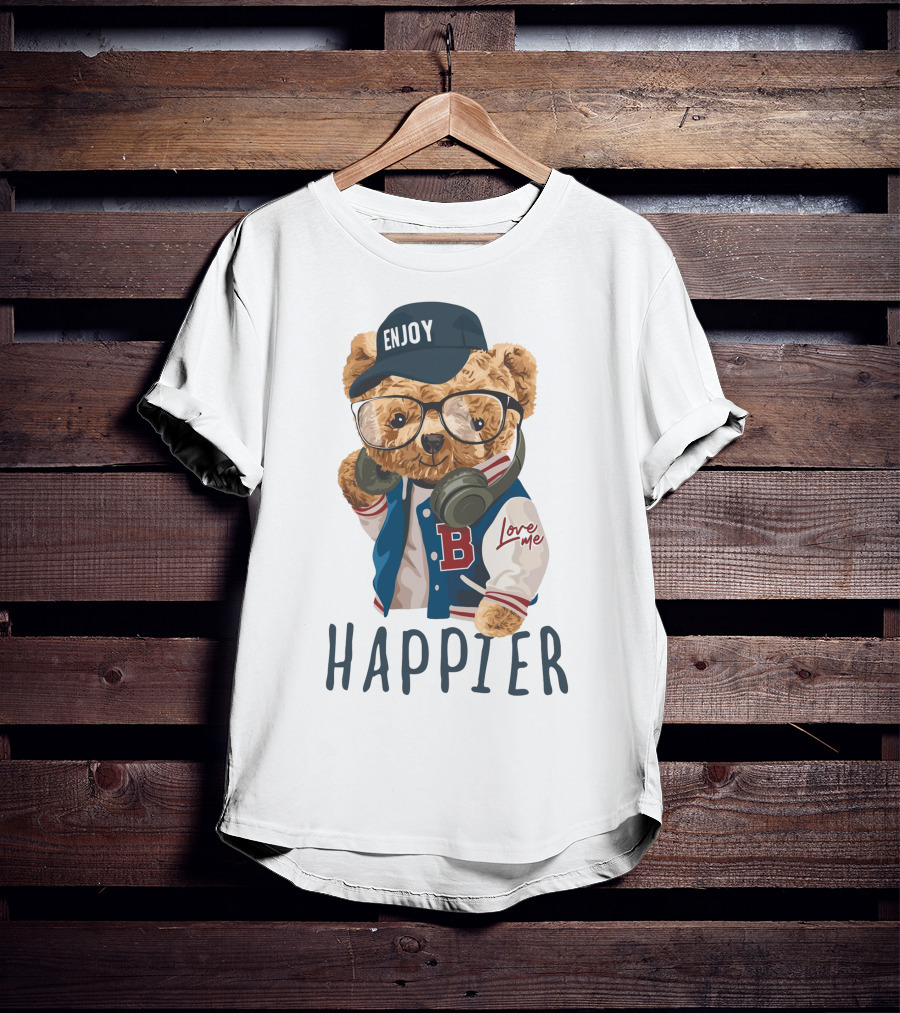 Enjoy Love ME Varsity Bear Happier T-Shirt
