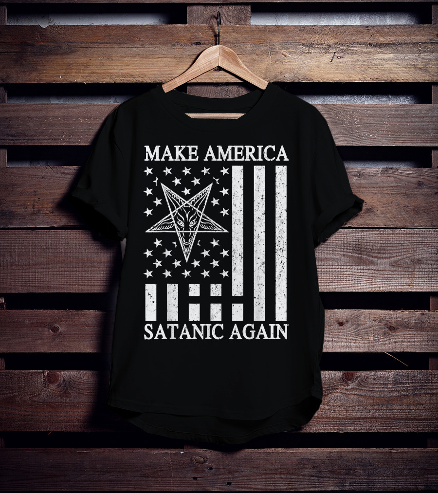 Make America Satanic Great Again American Flag Pentagram T-Shirt