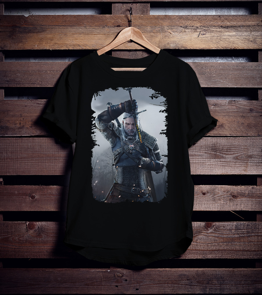 The Witcher Wild Hunt Geralt Sword Action Scene T-Shirt