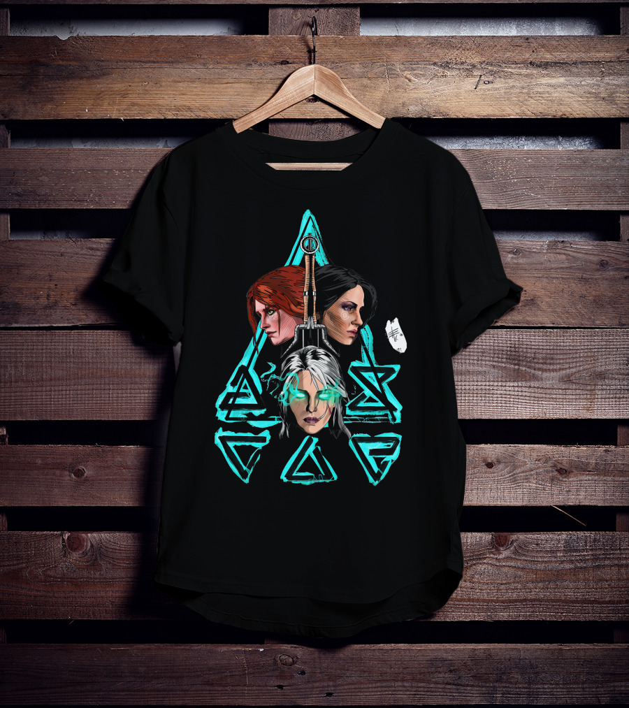Geralt's Girls Glow Wild Hunt Witcher Triangle Warriors T-Shirt