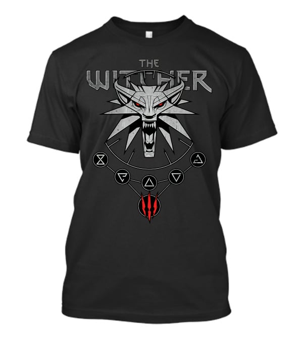 The Witcher White Wolf Wild Hunt Medallion Symbols T-Shirt