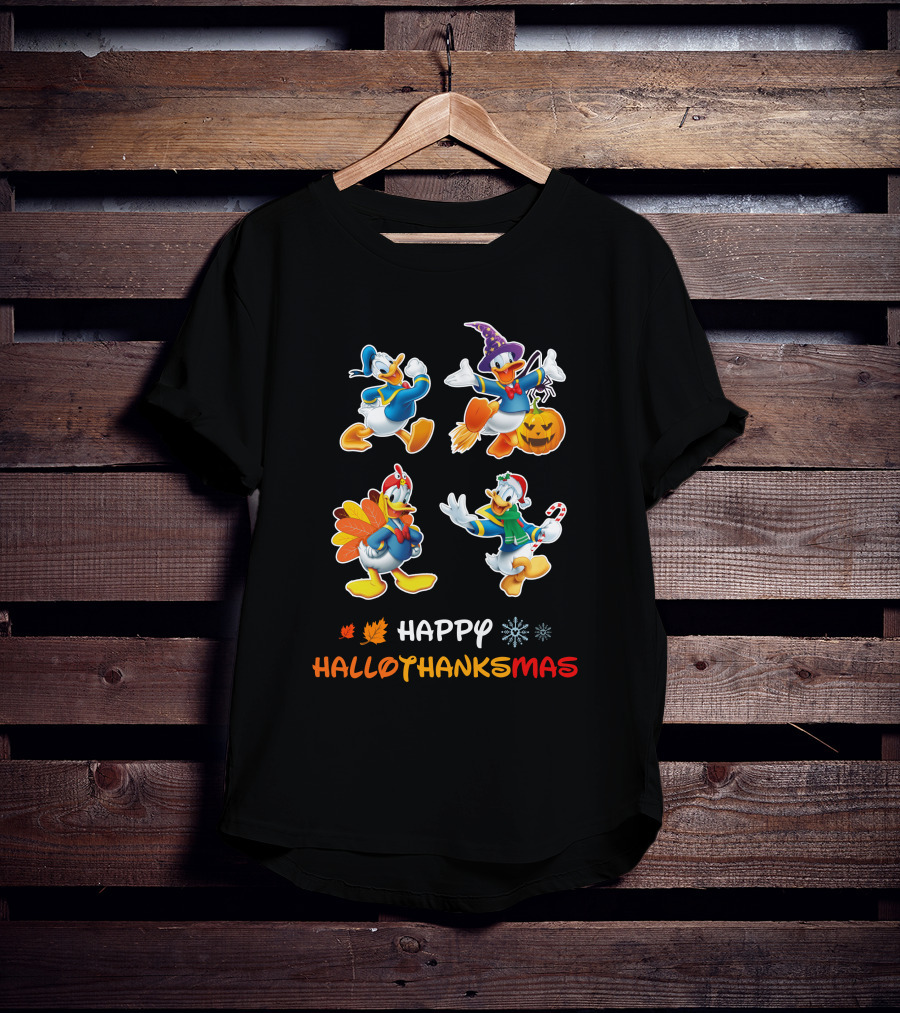 Happy HalloThanksMas Donald Duck Seasonal Characters T-Shirt