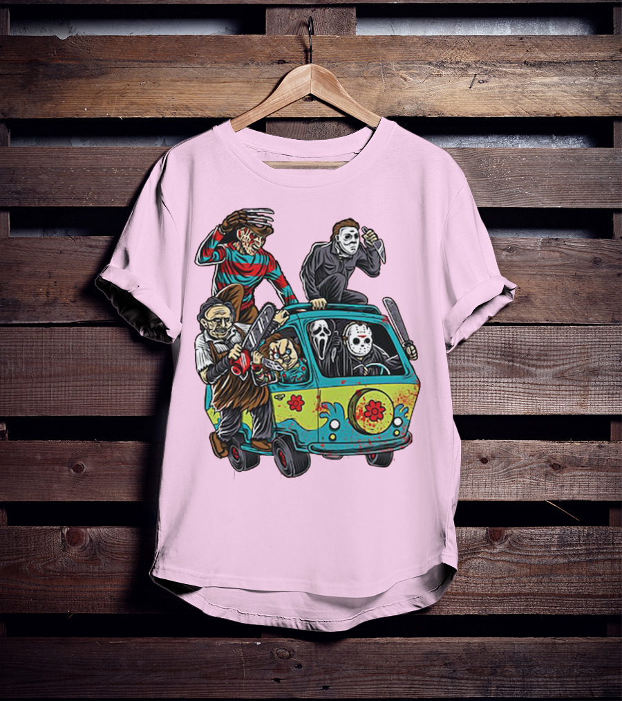 Freddy Jason Michael Leatherface Ghostface Massacre Machine Horror Movie Van T-Shirt