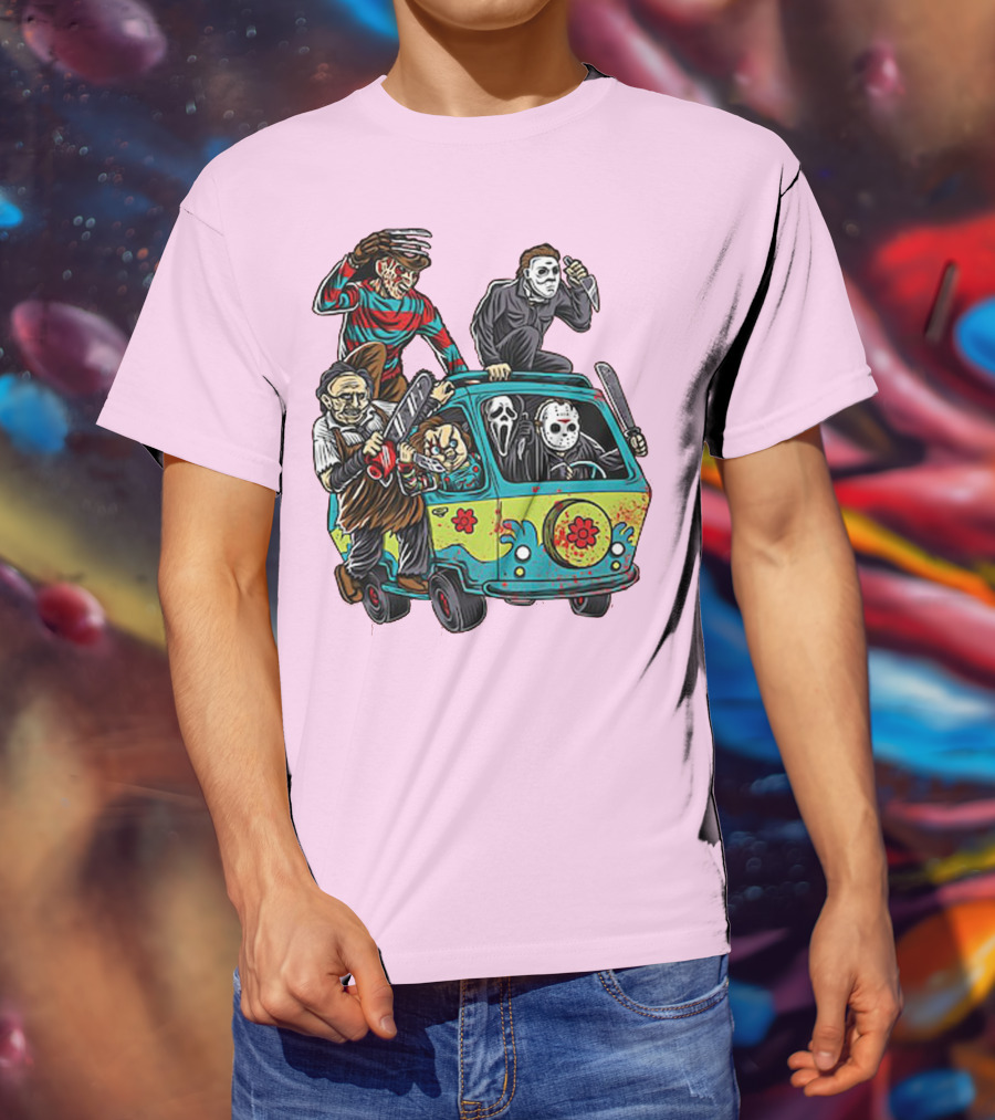 Freddy Jason Michael Leatherface Ghostface Massacre Machine Horror Movie Van T-Shirt