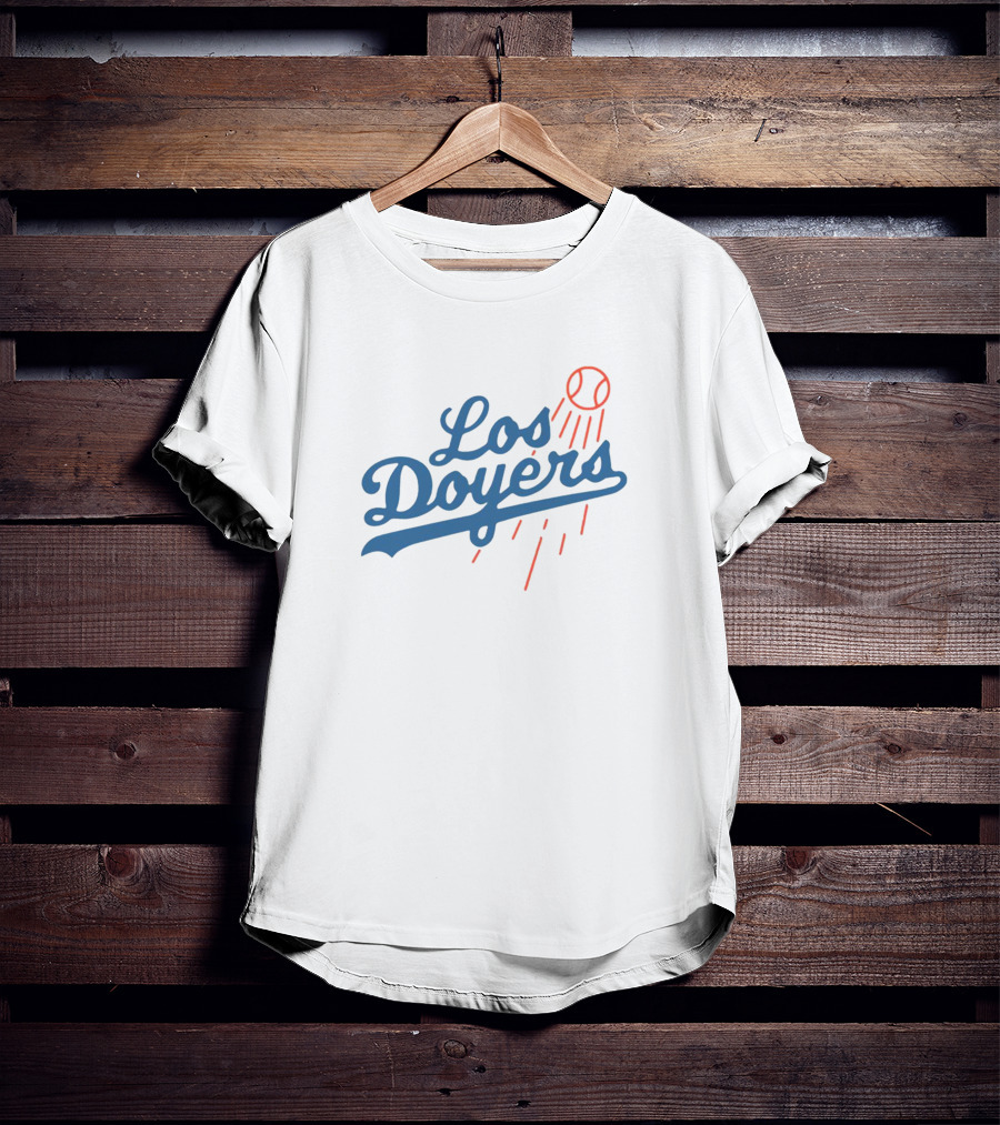 Los Doyers Baseball Theme With Iconic Bat And Ball Elements T-Shirt